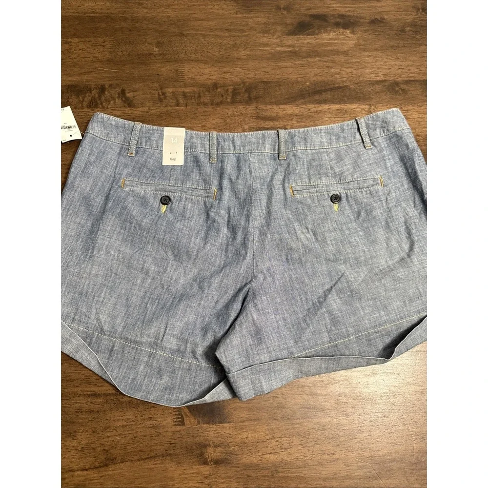 Gap Women's Cuffed Shorts in Chambray Cotton Sz 14 NWT NEW
